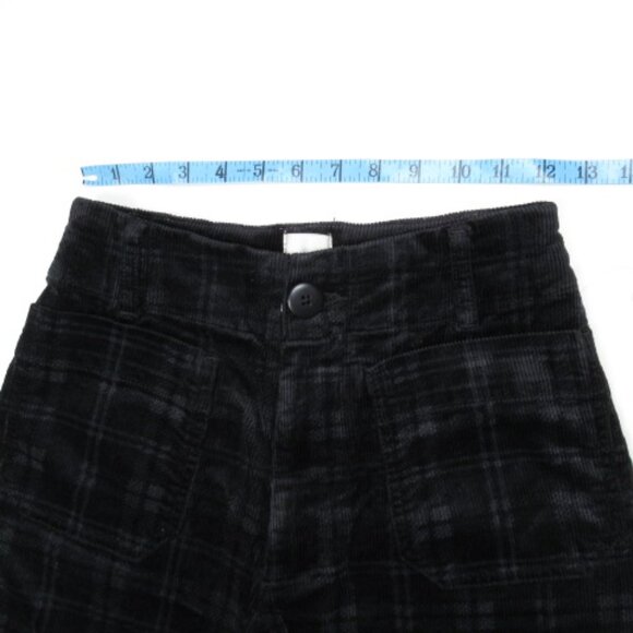 Anthropologie Maeve The Colette Cropped Wide Leg Corduroy Plaid Pants Black 27 - Picture 6 of 13